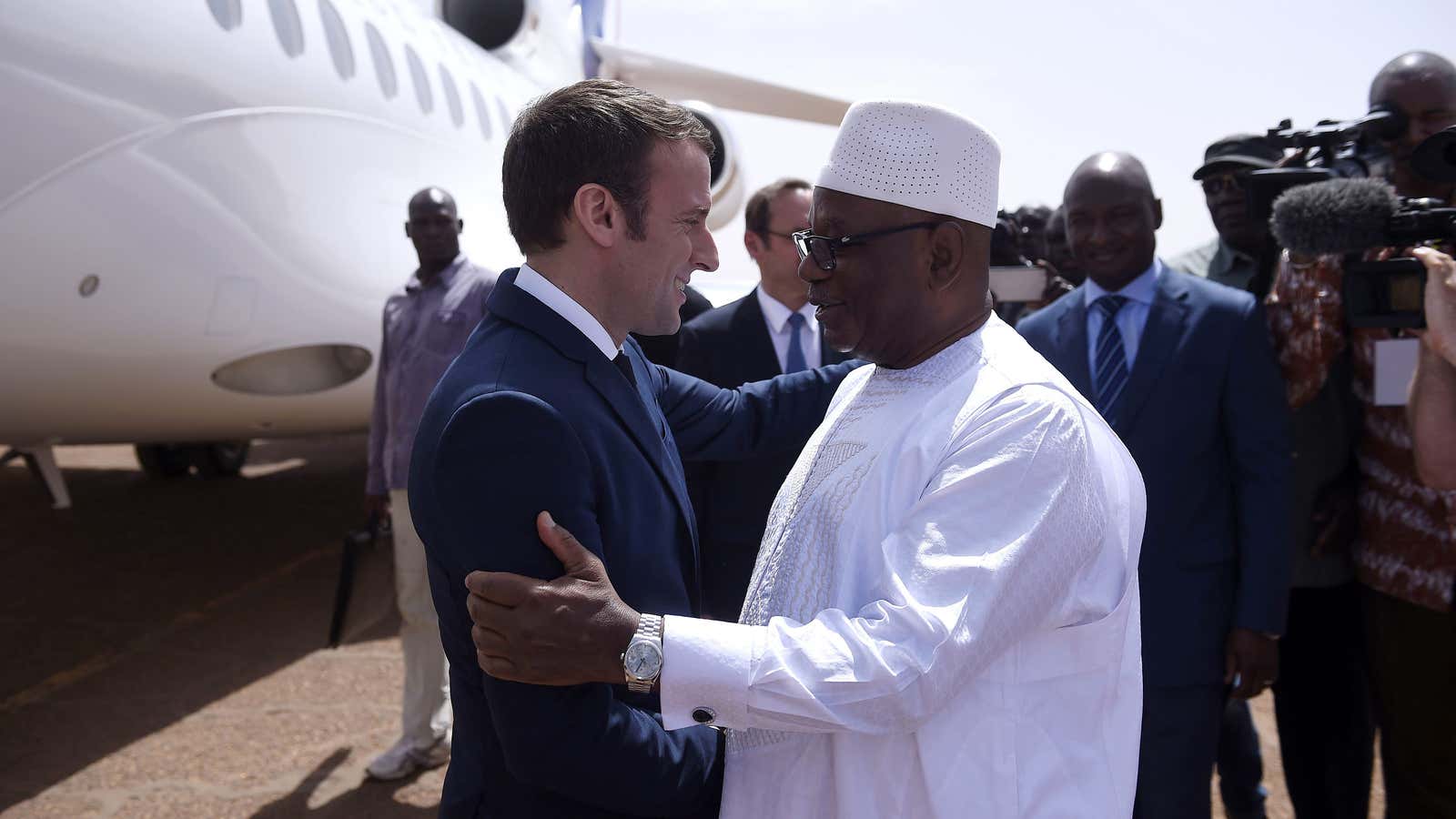 French president Emmanuel Macron meets Mali’s president Ibrahim Boubacar Keita in Mali