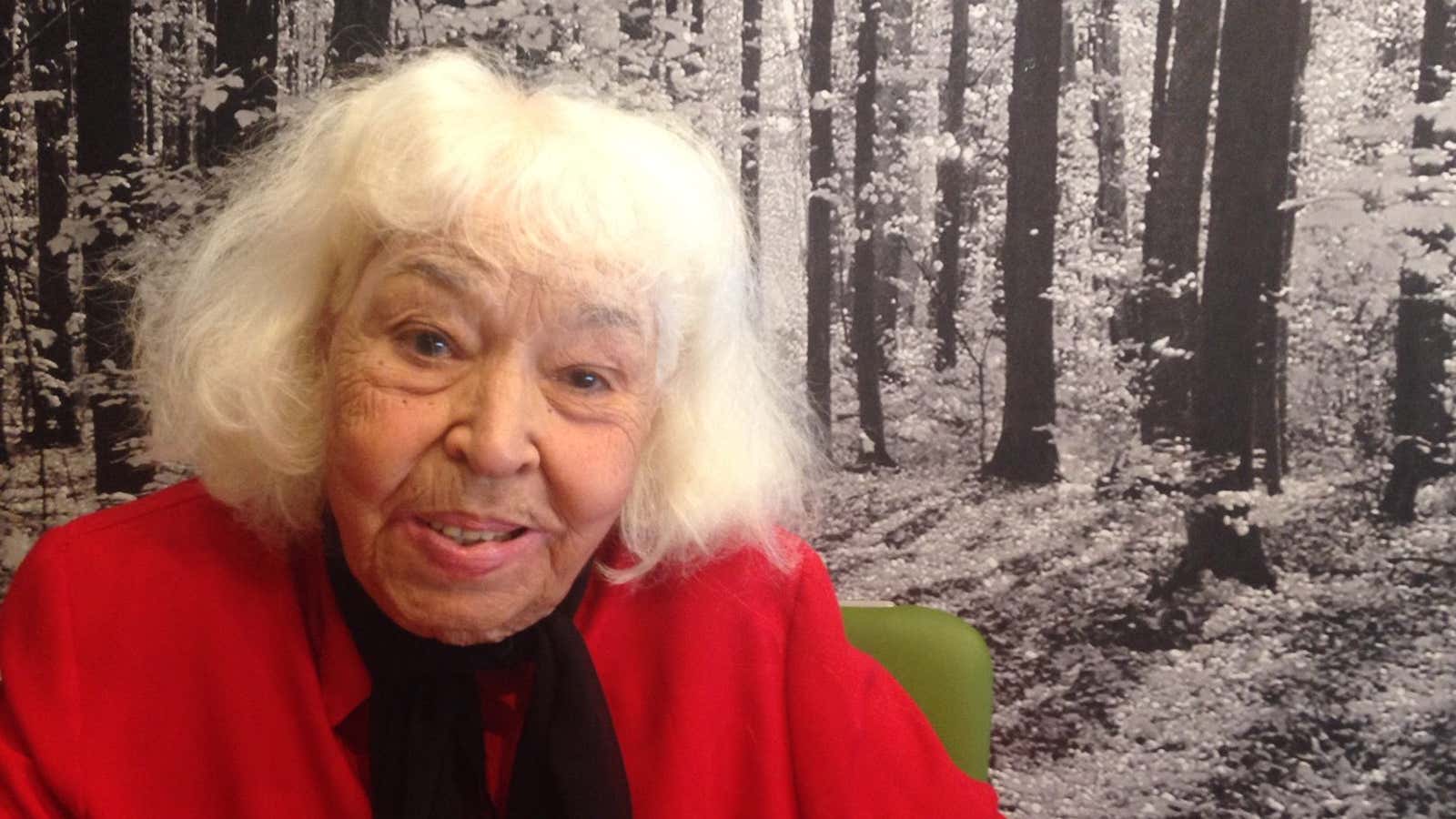 Nawal El Saadawi is pictured during an interview in London in 2018.