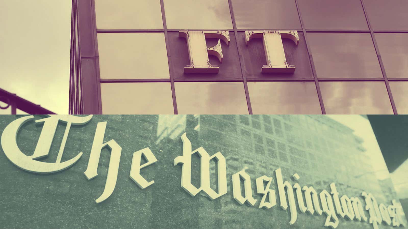 Top: FT headquarters, London. Bottom: Washington Post headquarters, DC.