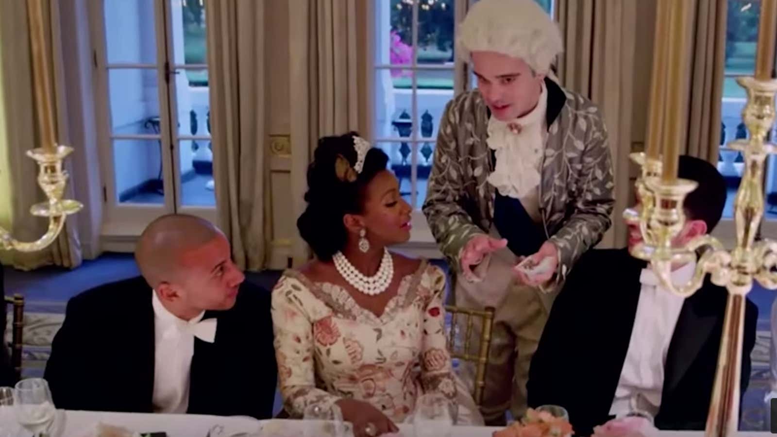 A Marie Antoinette-themed party in London by the children of a Nigerian oil magnate featured in the documentary.