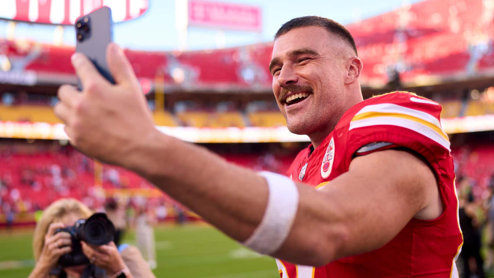 Image for Travis Kelce is running away with Sportsman of the Year