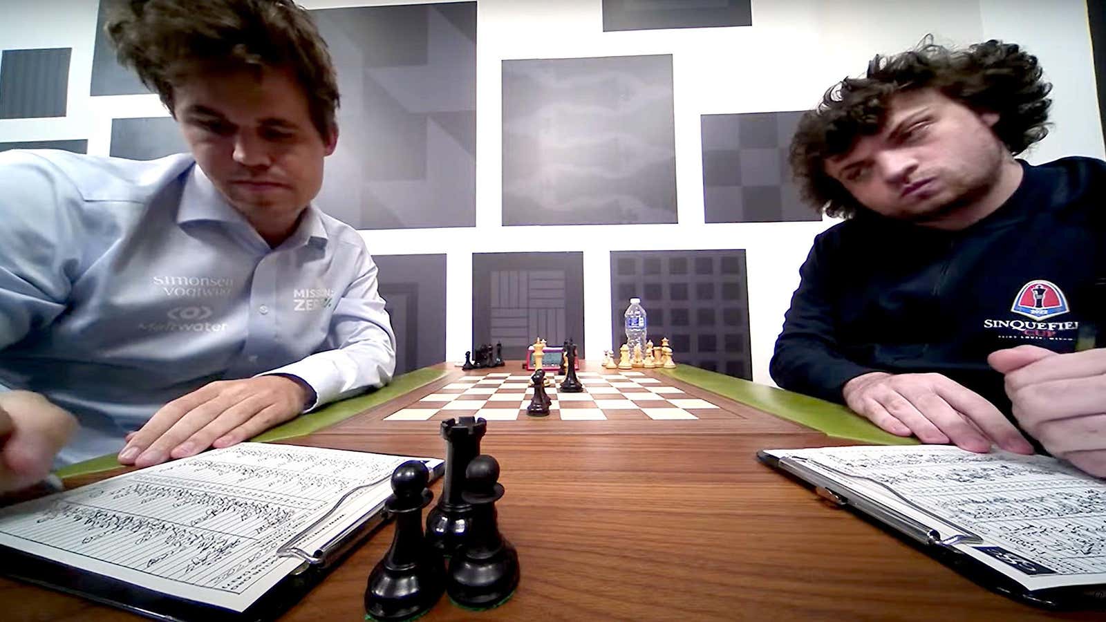 The end of the Sept. 5 match between Magnus Carlsen and Hans Niemann.
