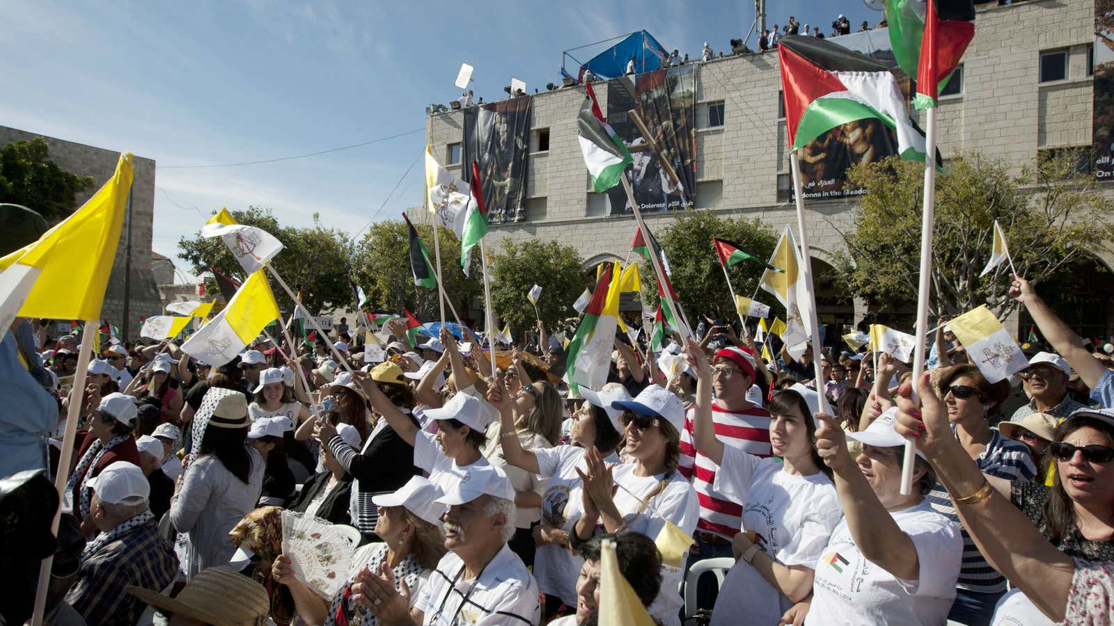 Pope Francis was greeted by jubilant crowds during a 2014 visit to the West Bank town of Bethlehem.