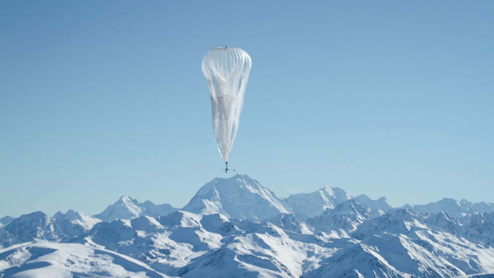 A Project Loon balloon in New Zealand.