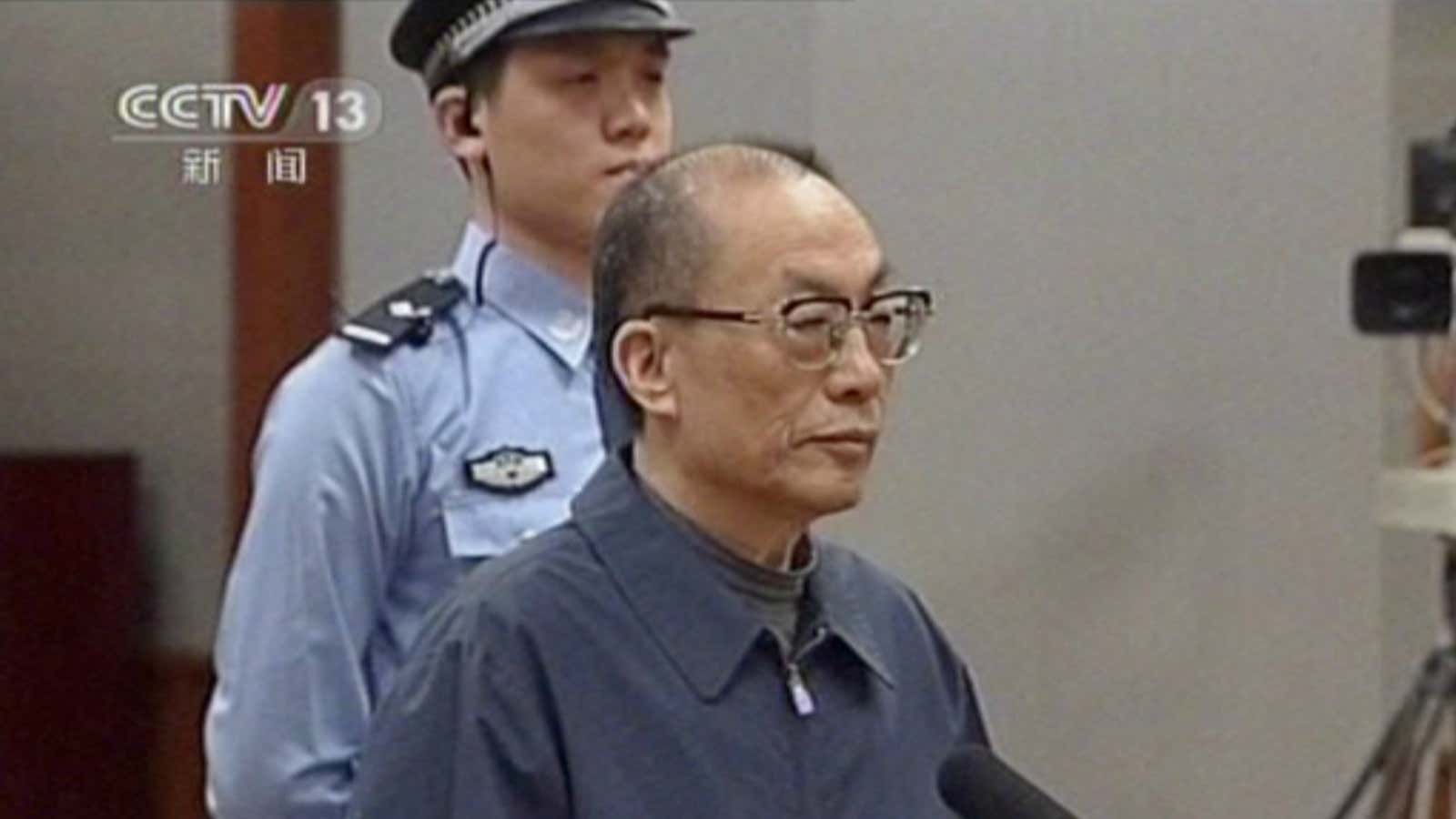 Former railways minister Liu Zhijun in court.