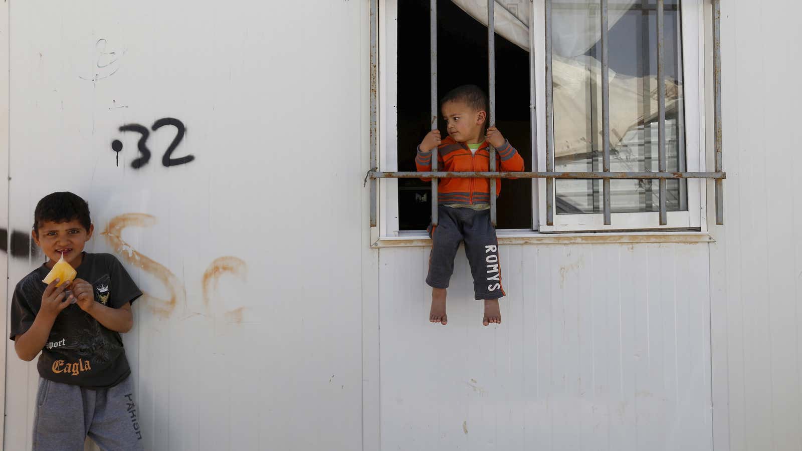 Syrian refugee children play in the Al Zaatari refugee camp, in the Jordanian city of Mafraq.