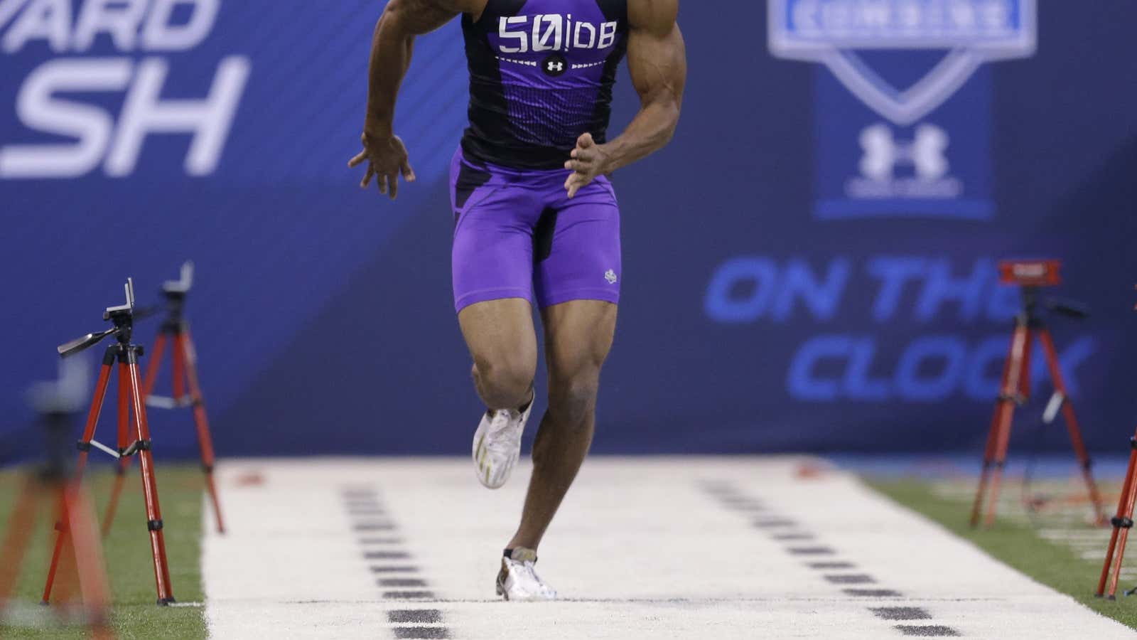 Prospect Trae Waynes running a 40-yard dash worth $100k at the NFL Combine.