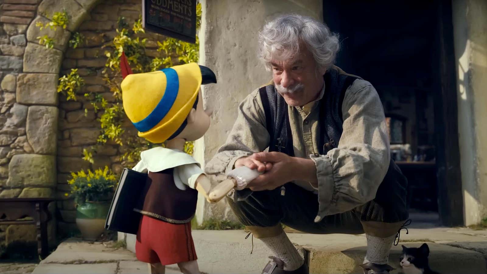 Actor Tom Hanks in a scene from &quot;Pinocchio,&quot; which debuts on Disney+ during Disney+ Day