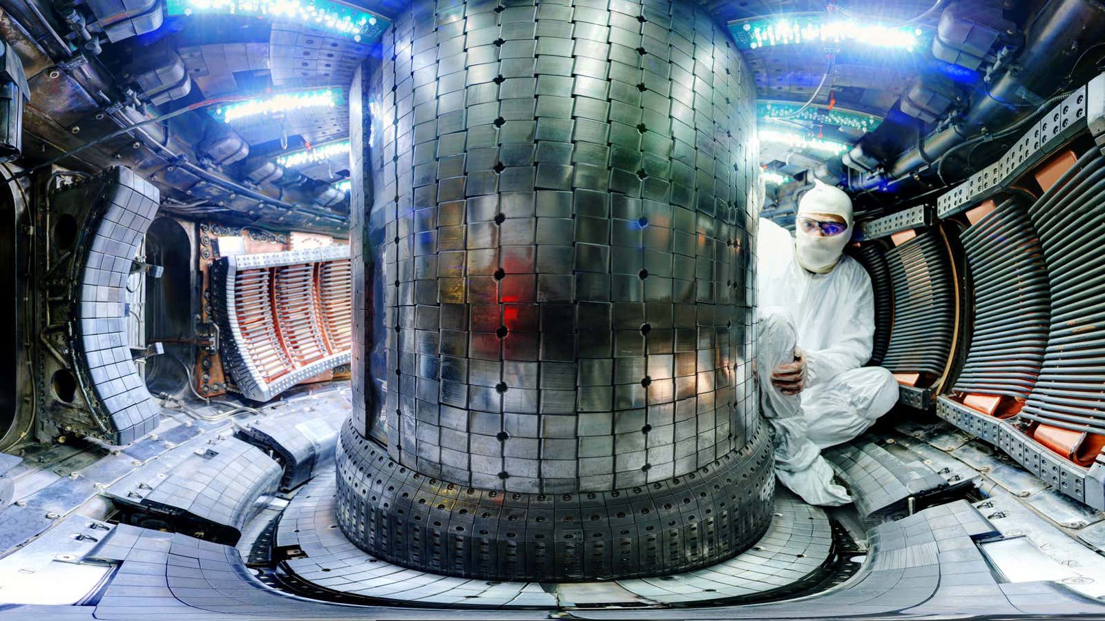 Inside a nuclear fusion reactor.