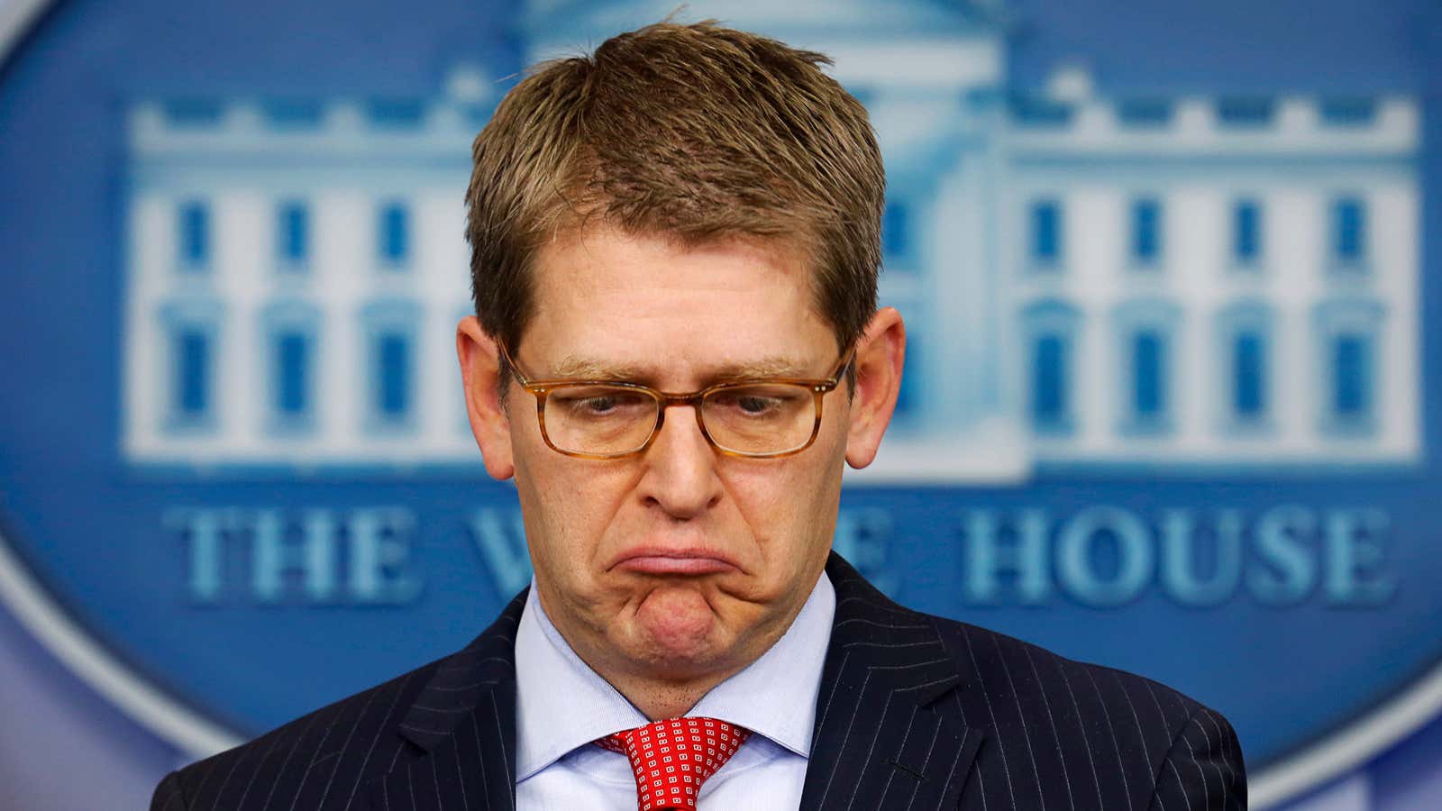 White House Press Secretary Jay Carney contemplates whether or not his job is essential.