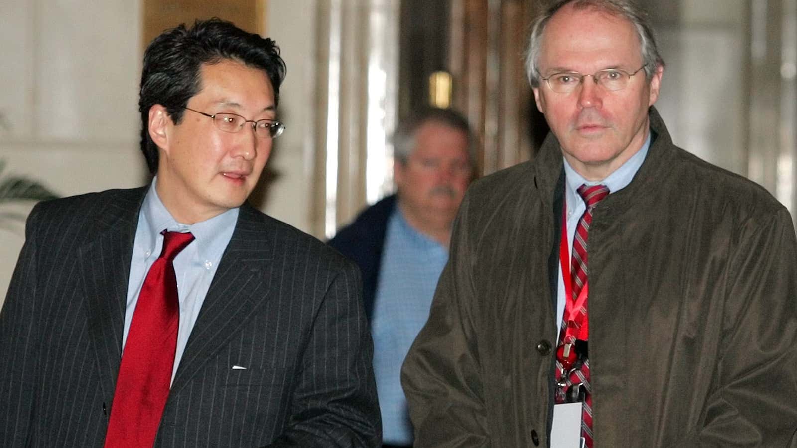 Reports of the appointment of Georgetown University professor Victor Cha (left, with assistant secretary of state Christopher Hill) as ambassador to South Korea have been met with praise.