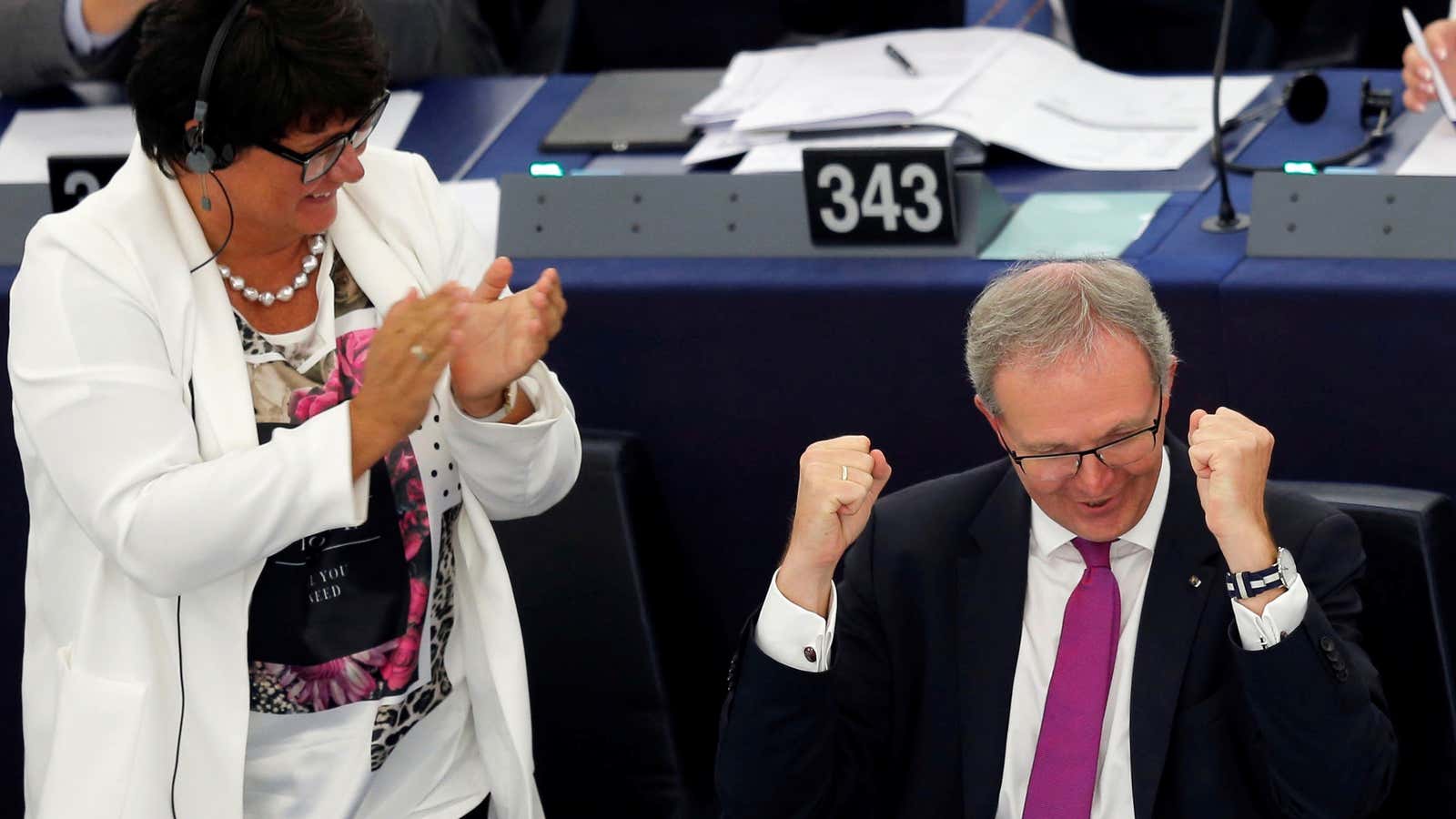 Rapporteur on copyright MEP Axel Voss celebrates—but perhaps not for long.