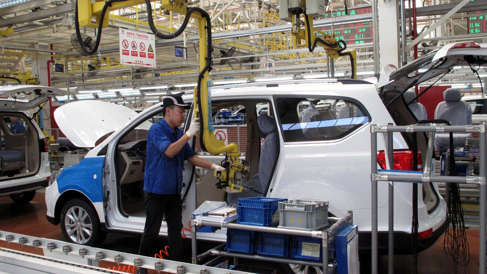 On the assembly line at SAIC GM Wuling in Liuzhou, China.