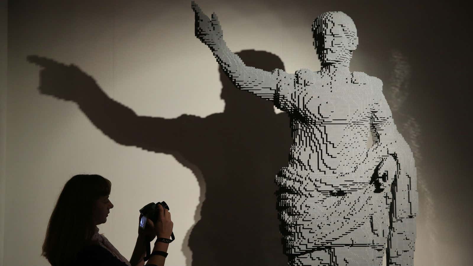 Augustus, the first Emperor of Rome brought to life by thousands of tiny plastic bricks.