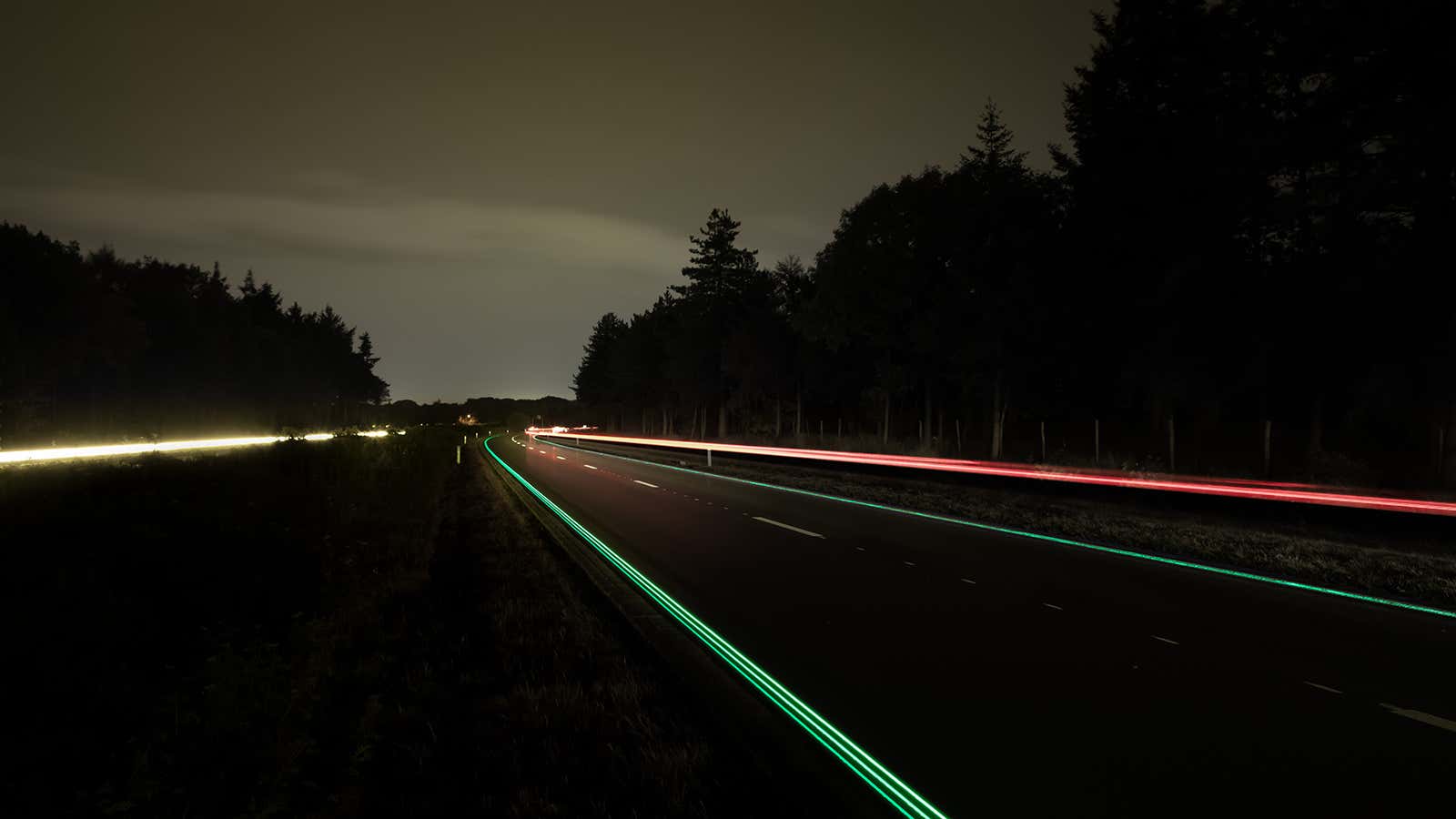 Will glowing traffic lines be a standard feature of future highways?