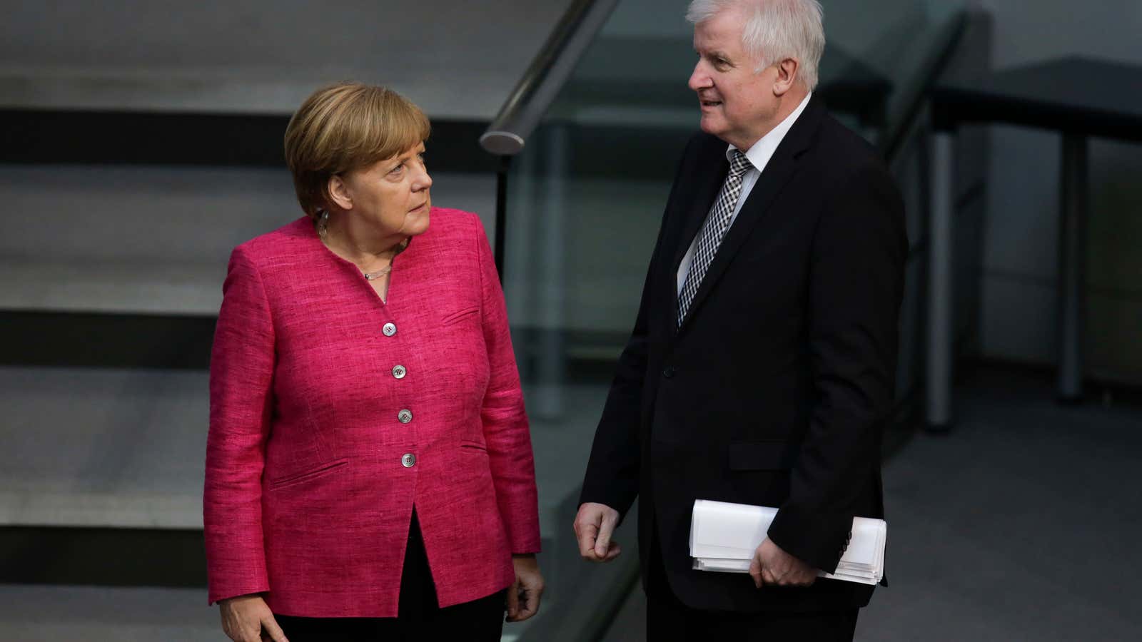 Frenemies Merkel and Seehofer.
