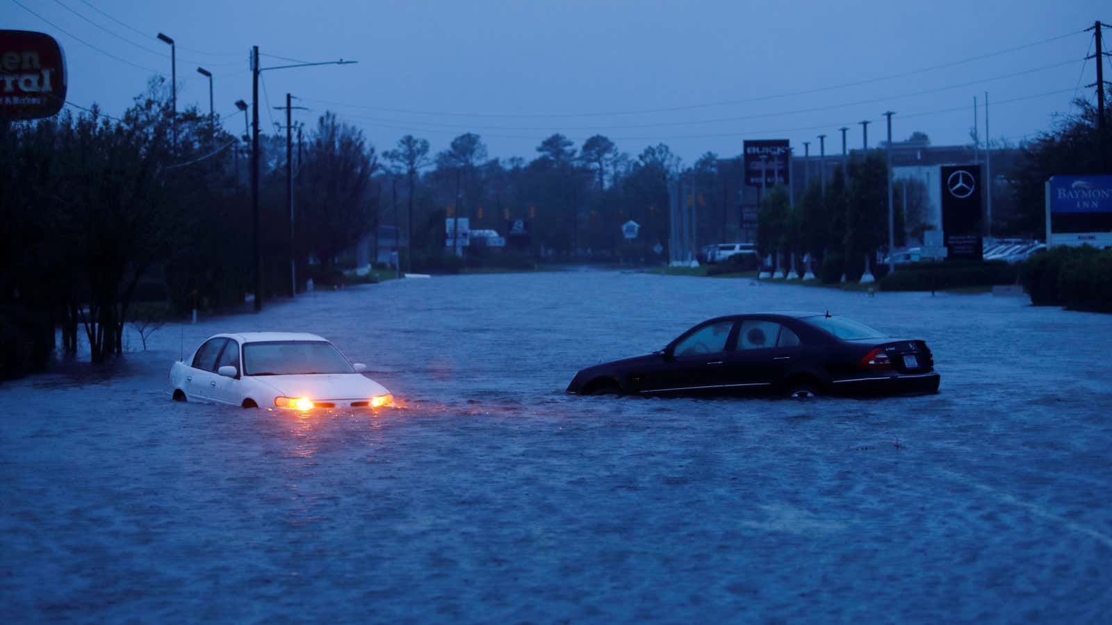 Rising floodwaters in Wilmington, North Carolina.