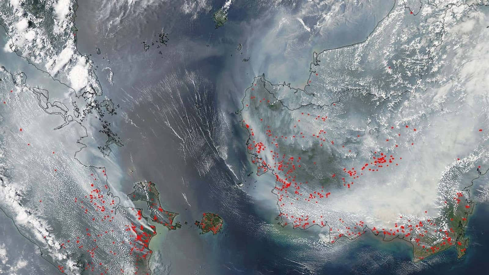 That’s Borneo on the right, under all that smoke. Sumatra is on the left.