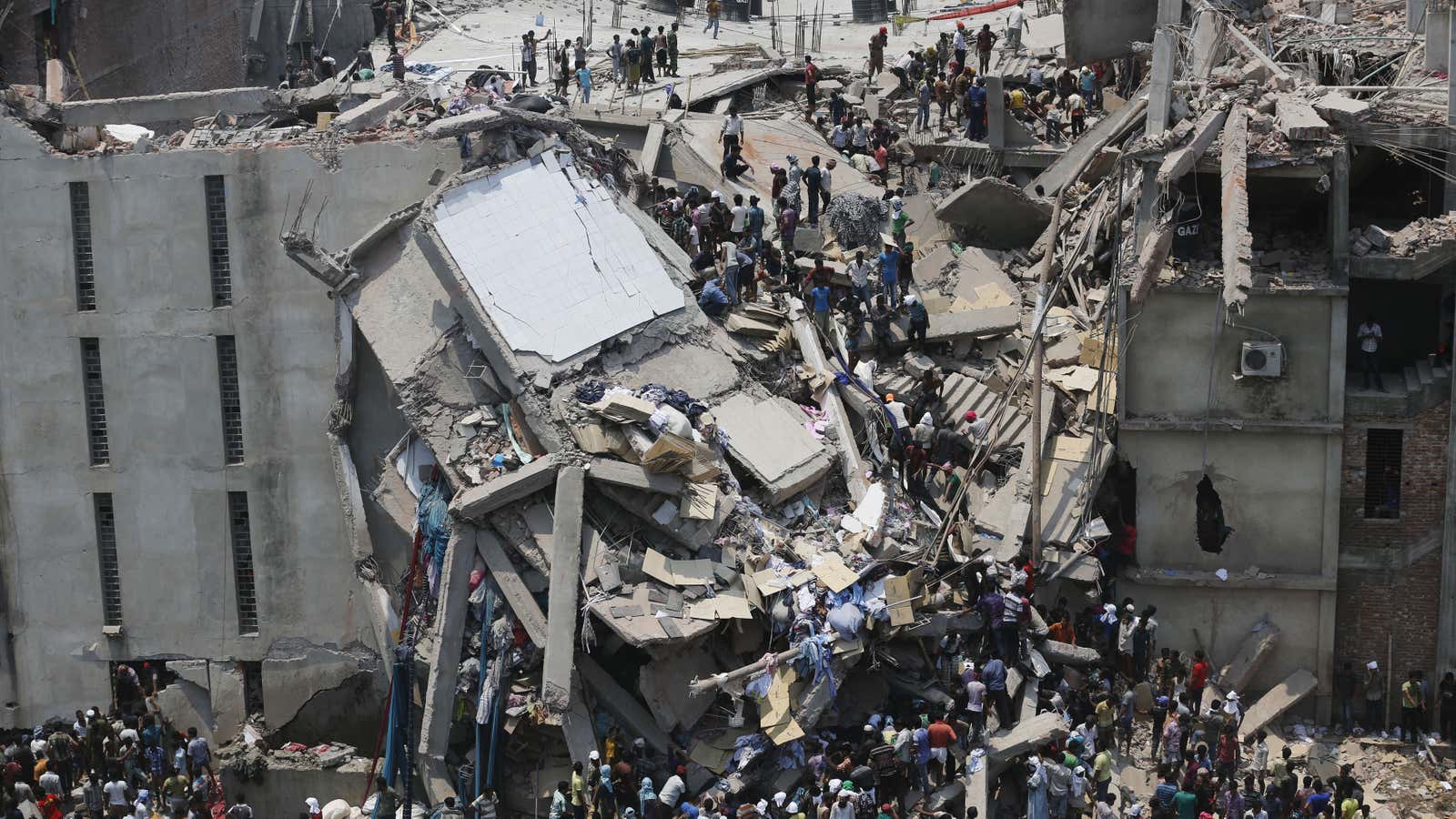 The eight-story Rana Plaza building that collapsed, killing 1,134 people.