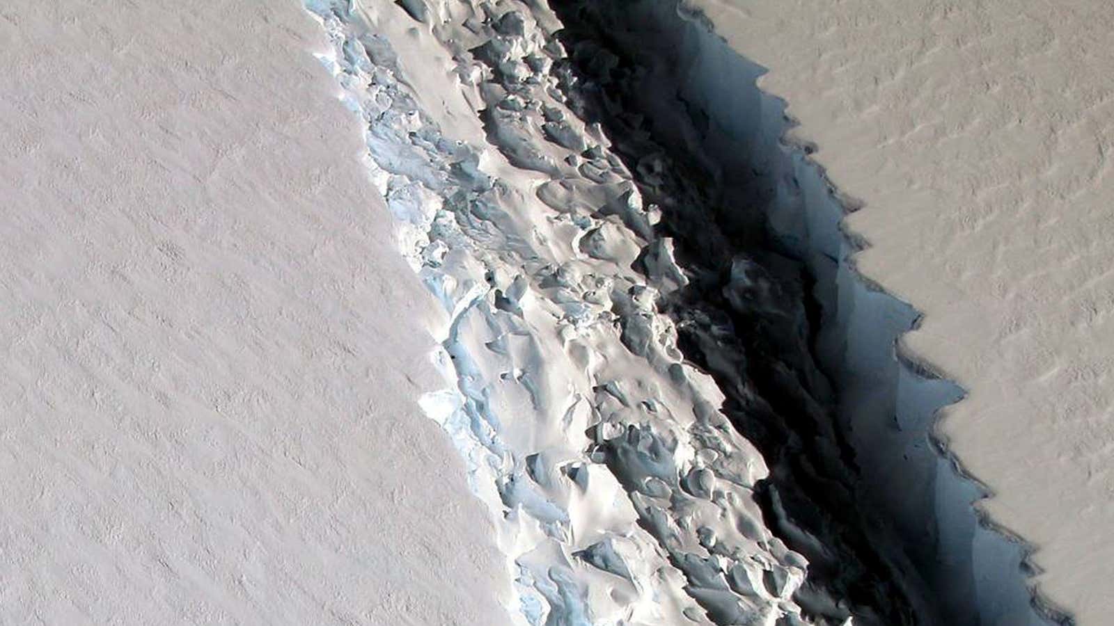 A growing rift. The Larson C ice shelf photographed in Nov. 2016.
