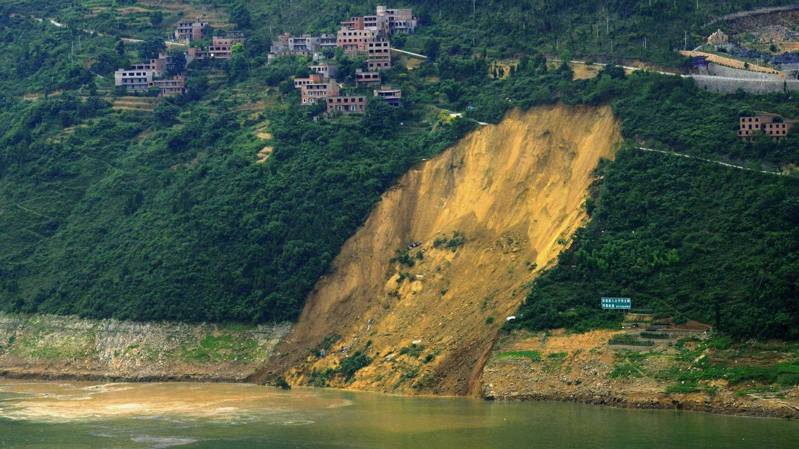 A landslide close to China’s Three Gorges Dam in Chongqing.