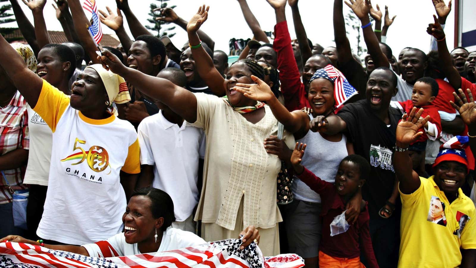 Ghanaians cheer during US president Barack Obama’s visit to Accra in 2009.