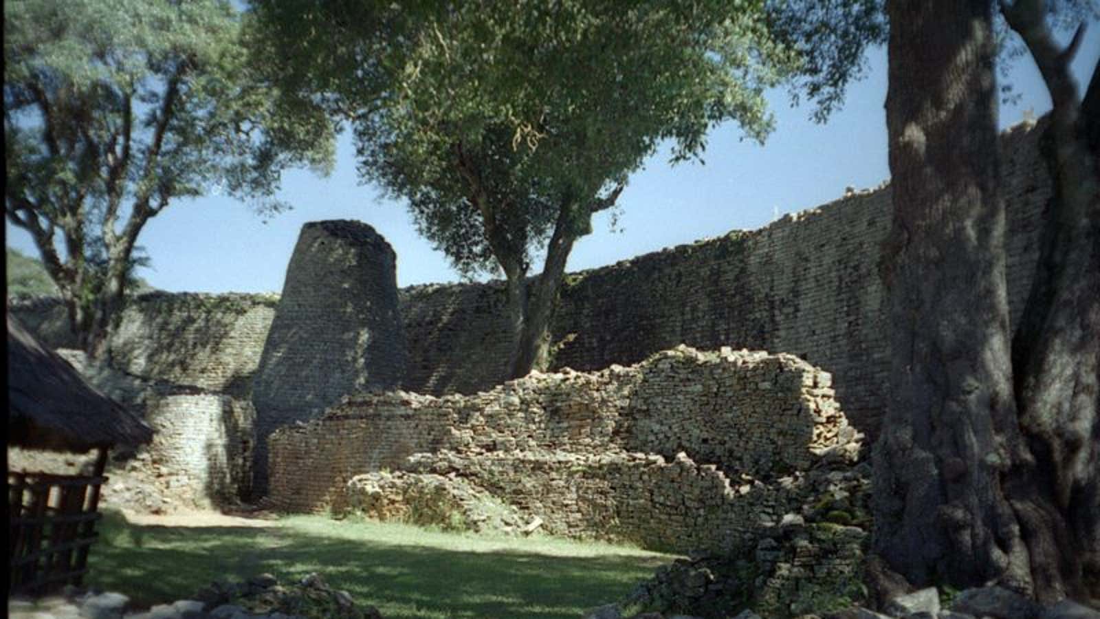 Inside of the Great Enclosure which is part of the Great Zimbabwe ruins.