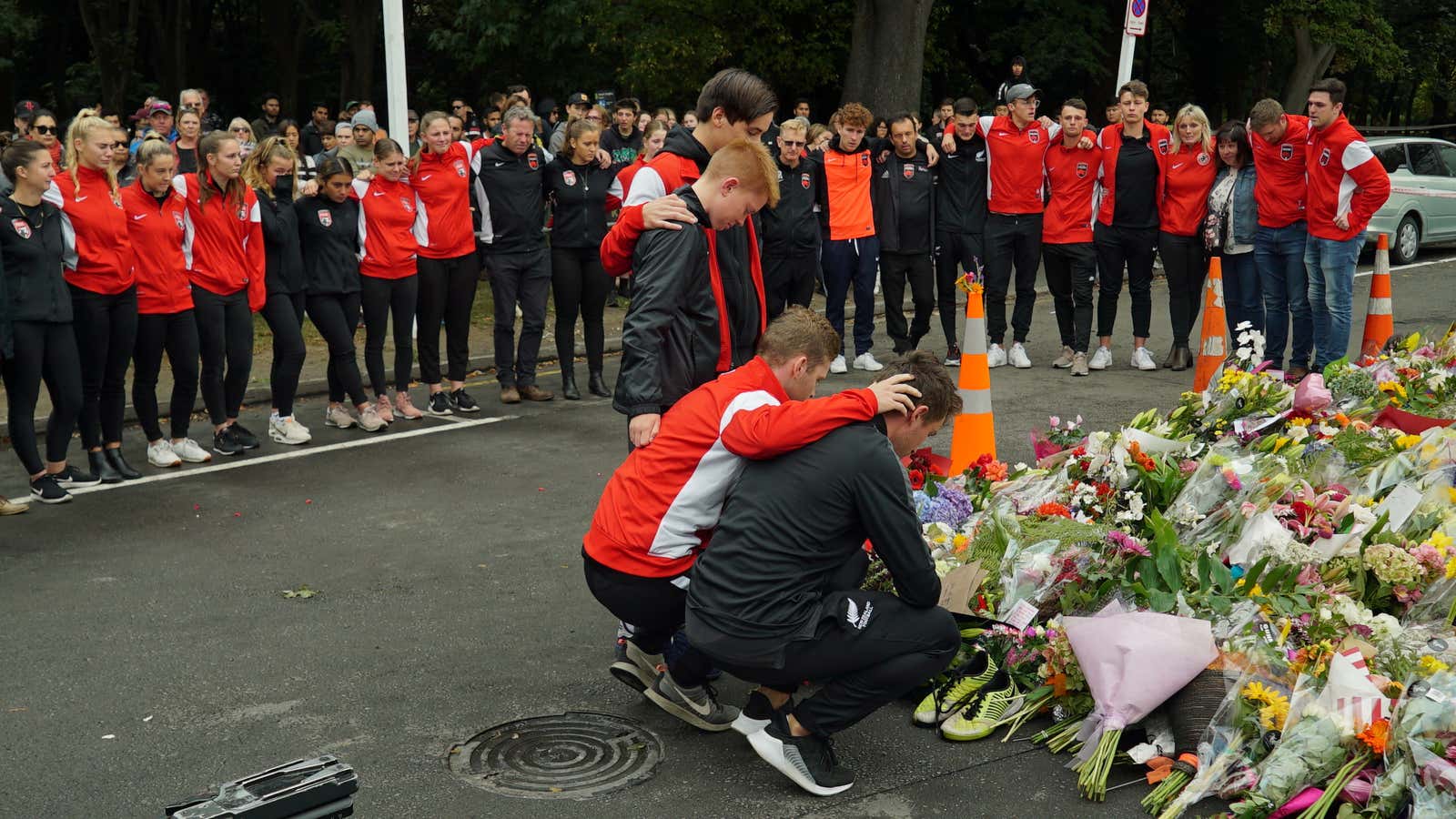 Mourners pay their respects to a victim of the New Zealand shooting.