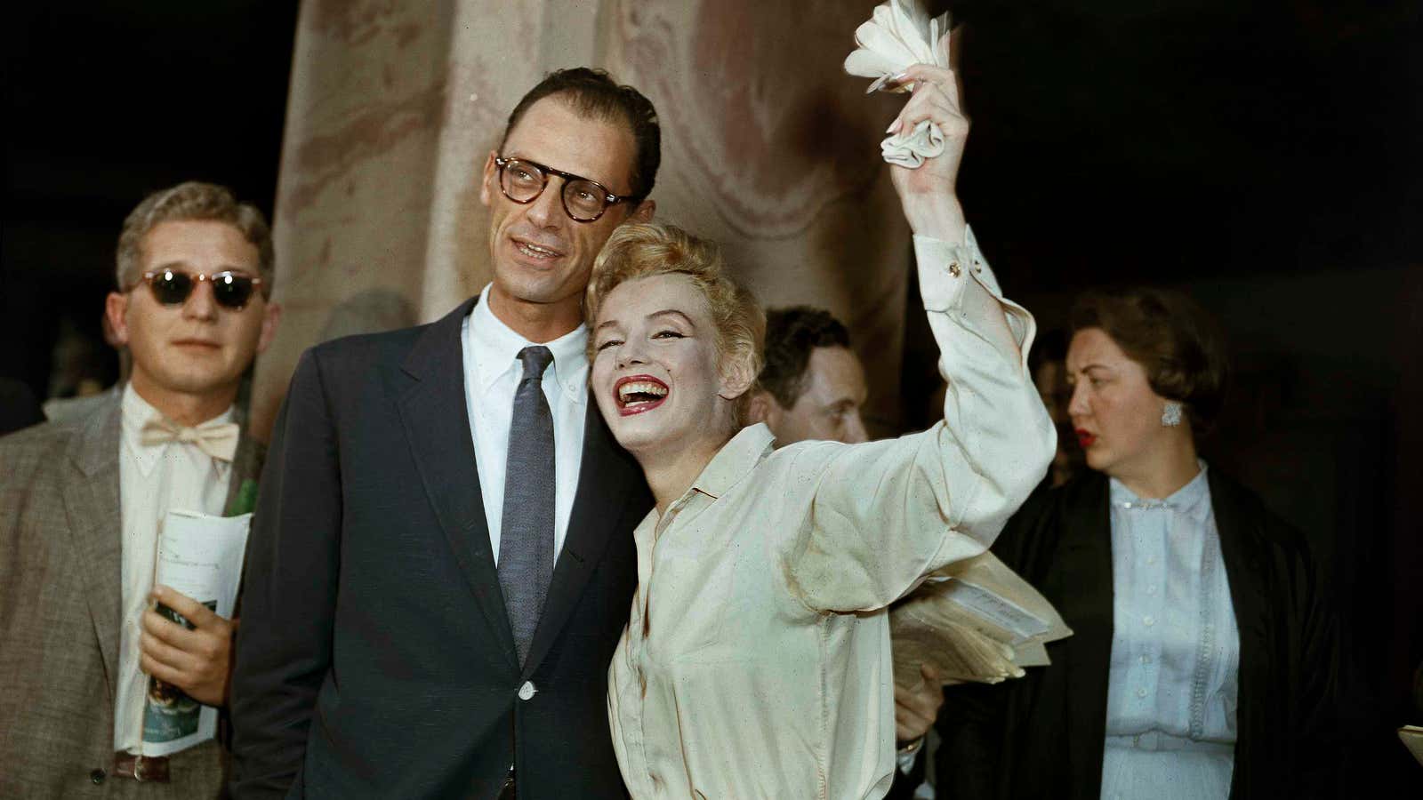 Newlyweds Marilyn Monroe and Arthur Miller.