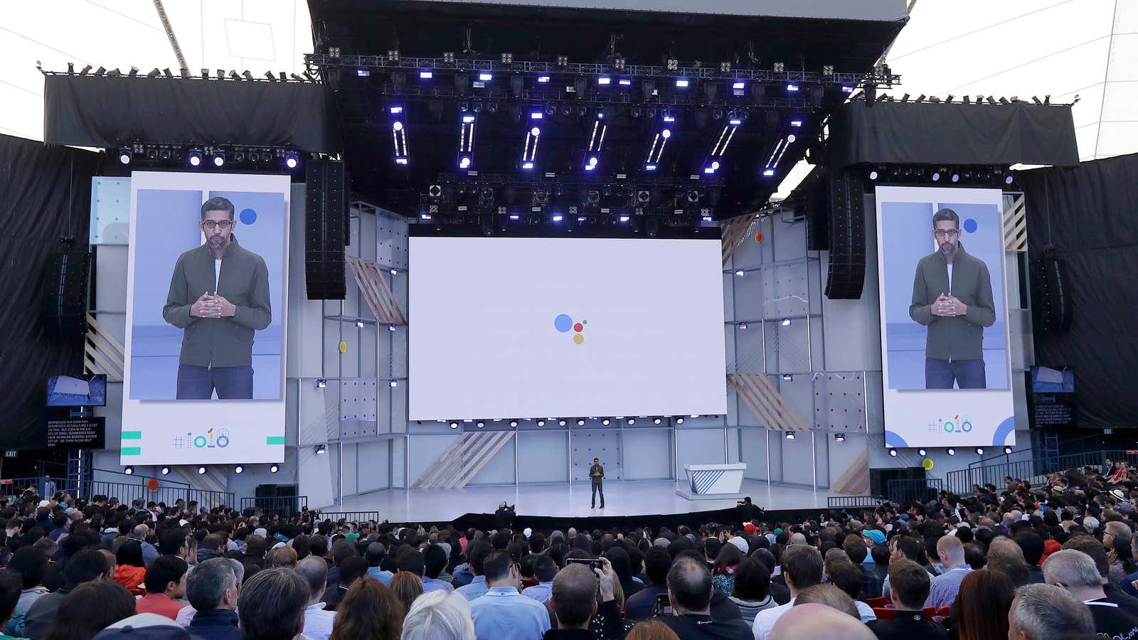Google CEO Sundar Pichai kicking off I/O 2018.