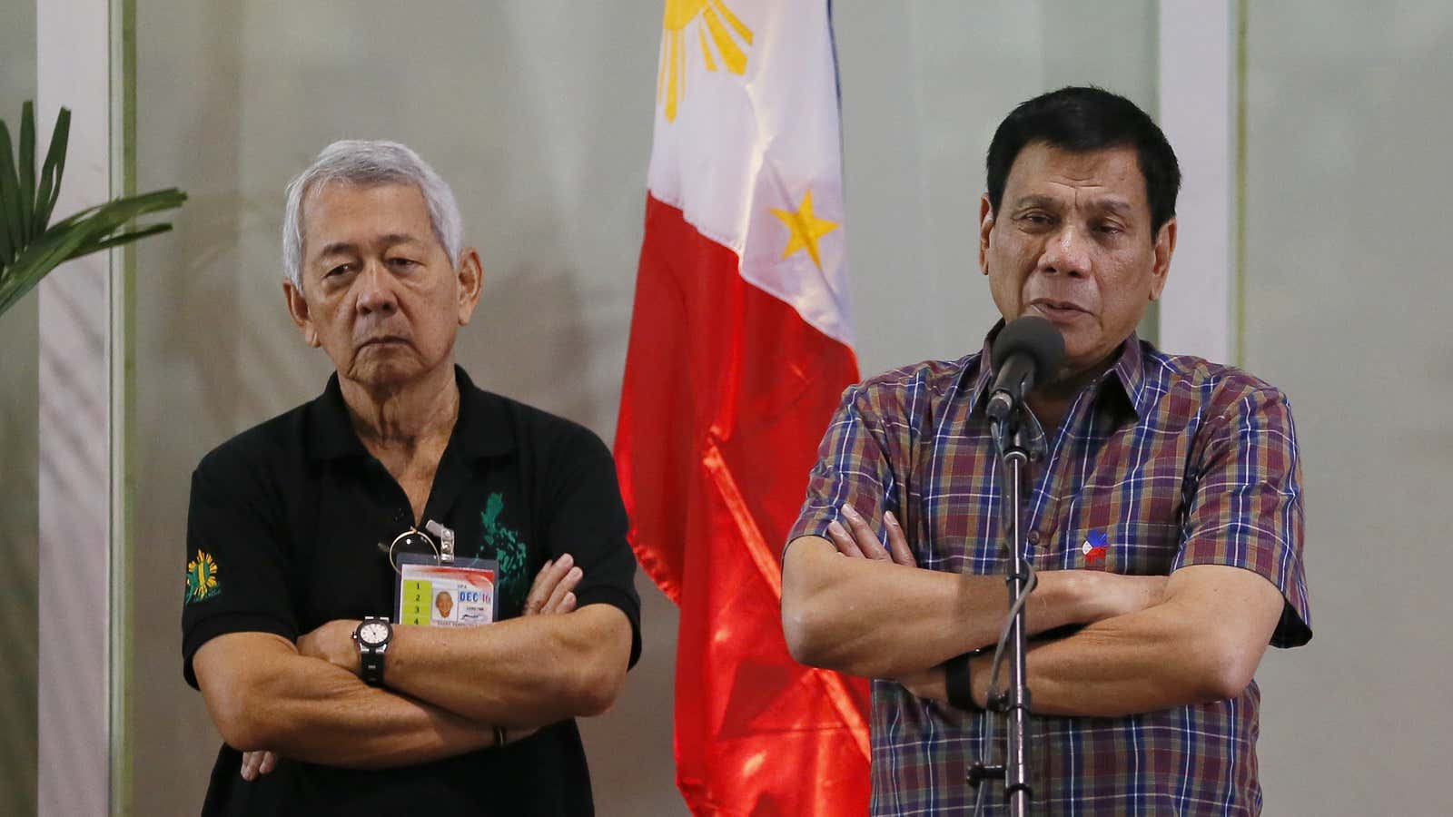 Philippines president Rodrigo Duterte, right, has accused China of being the source of drugs in the Philippines.