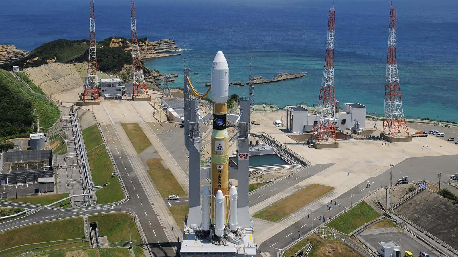 Carrying supplies for the International Space Station, the Kounotori “White Stork” prepares to launch.