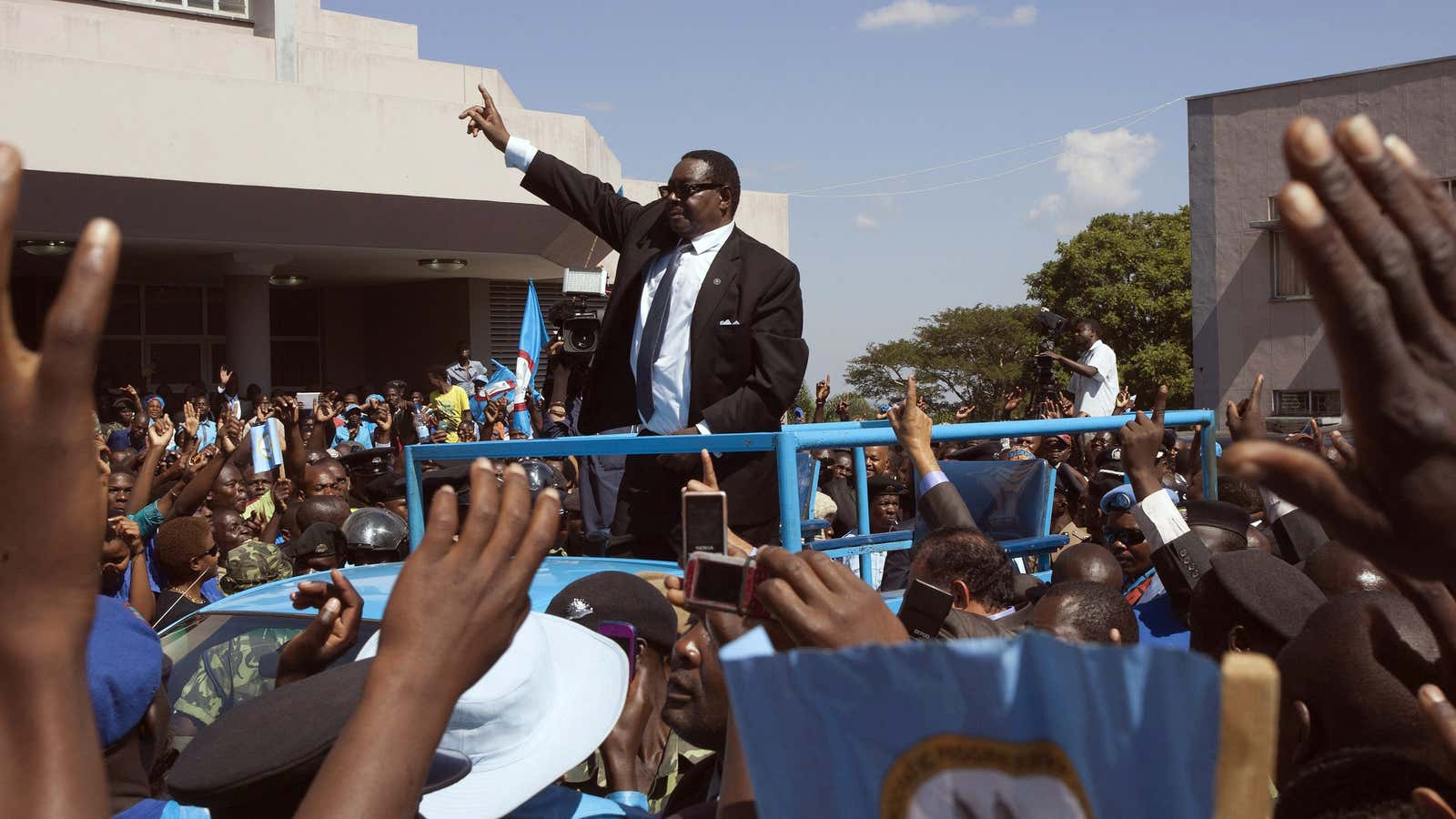 Malawi’s president Peter Mutharika campaigning in 2014.