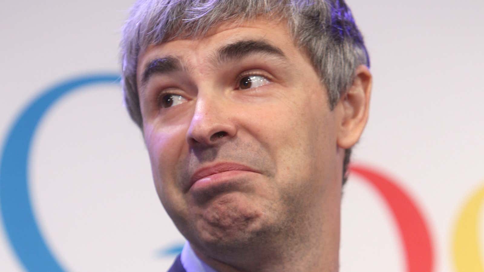Google CEO Larry Page takes questions from the audience during a news conference at the Google offices in New York, Monday, May 21, 2012. Google’s…