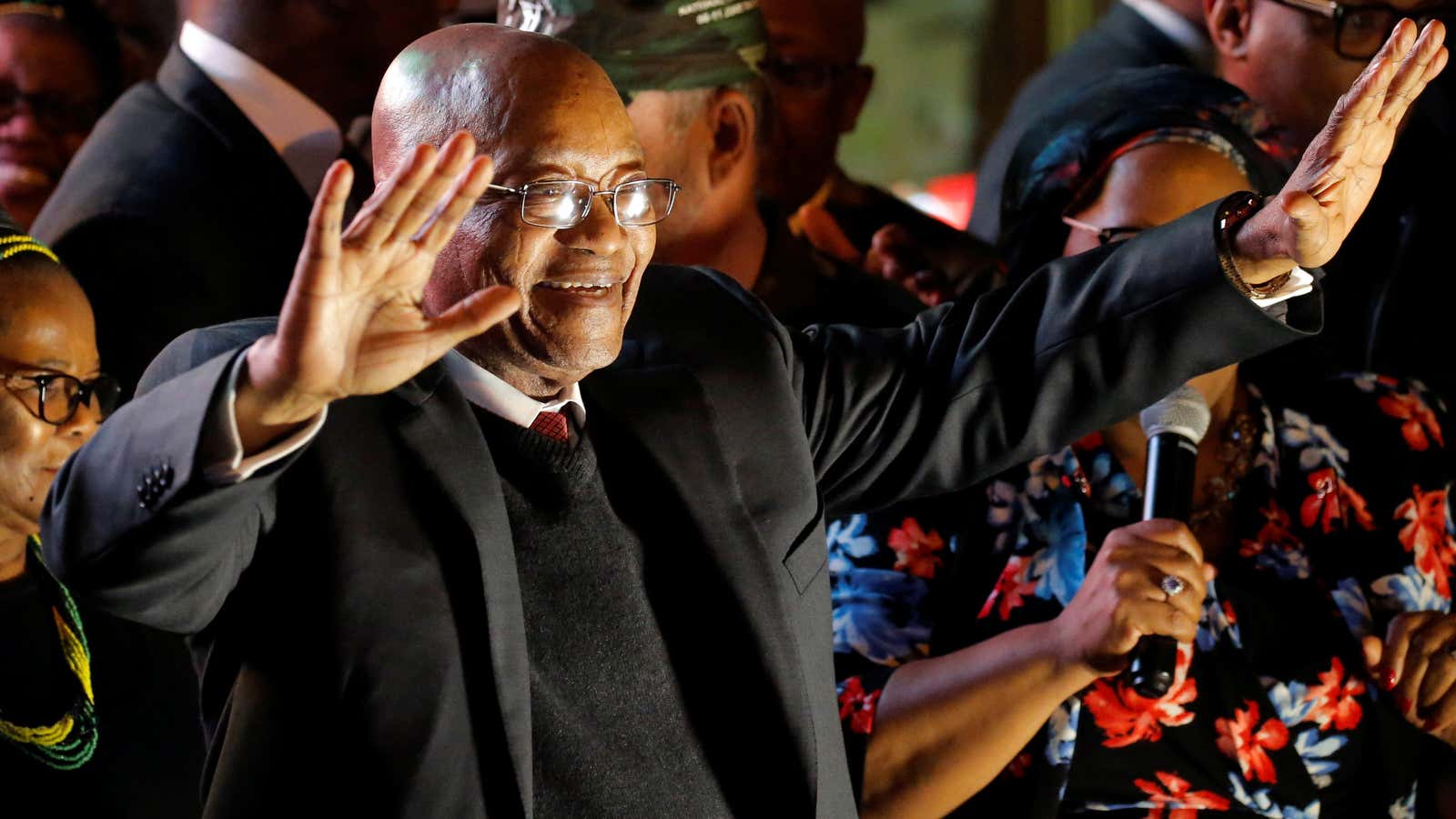 South Africa’s President Jacob Zuma celebrates