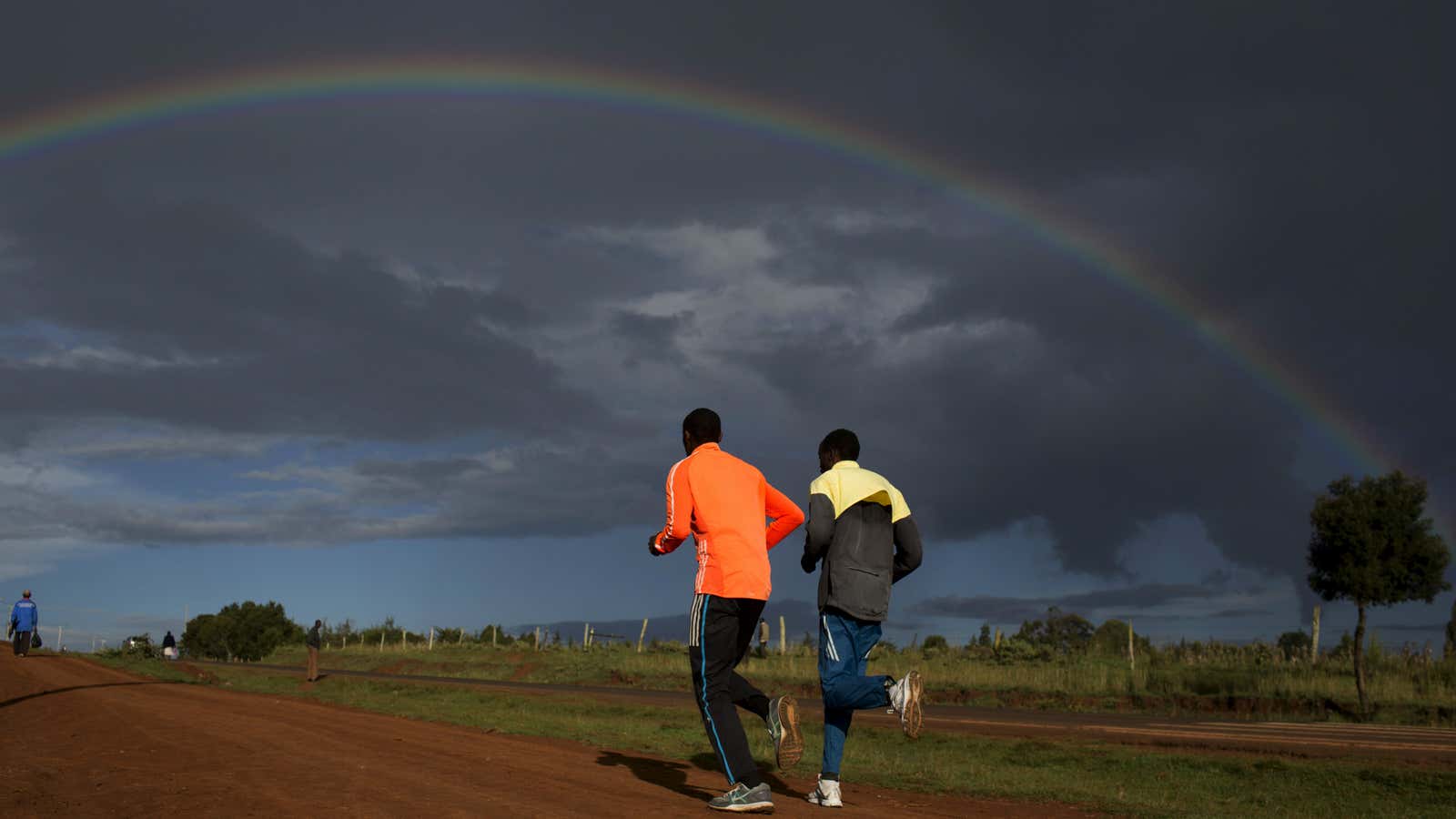 Athletes run during a training session near the Kenyan town of Iten sometimes called “the city of champions’.
