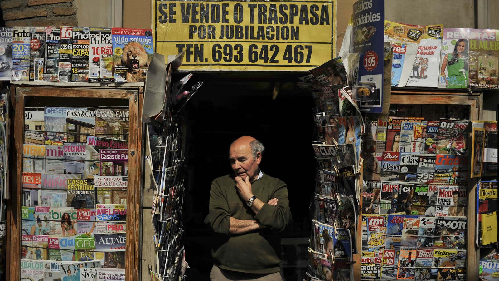 The Spanish newsstand is not a happy place.