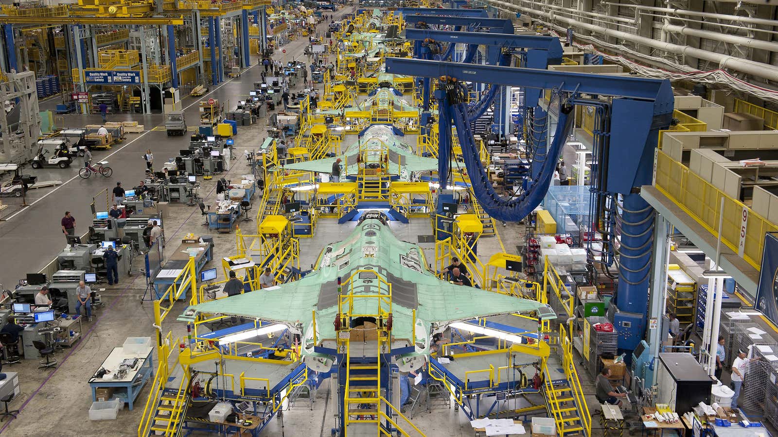 Part of the massive Fort Worth plant where Lockheed Martin builds F-35s.