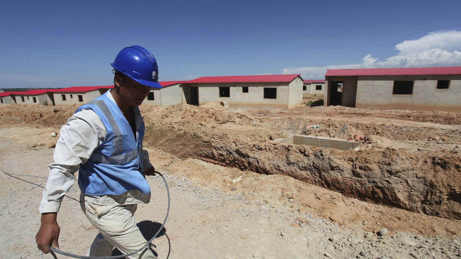 A Chinese worker at a construction site in Lubango, Angola.