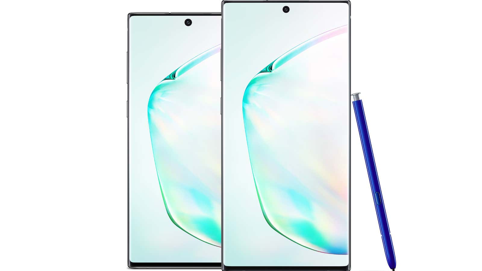 The new Samsung Note 10 and 10+.