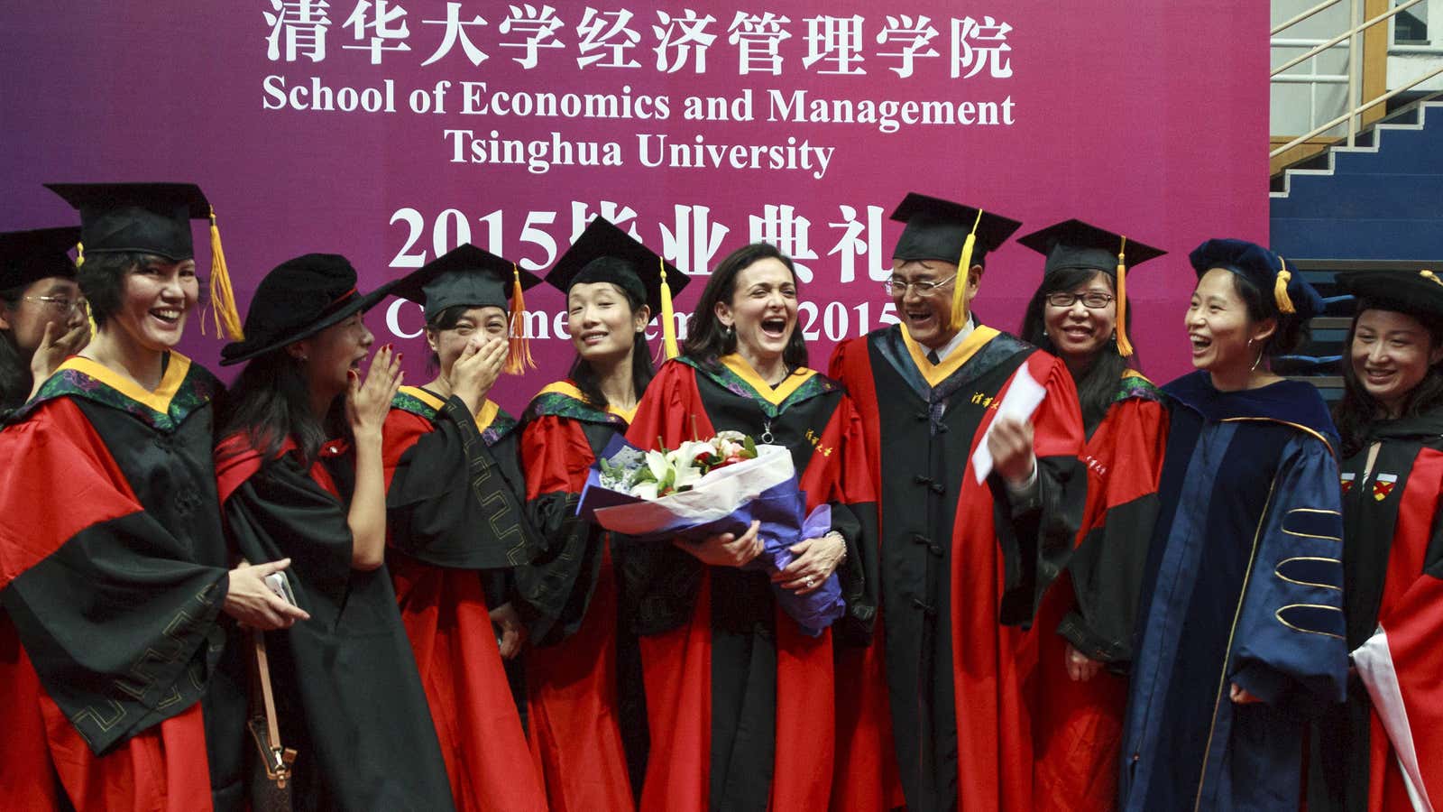 Sheryl Sandberg lends some prestige to a Tsinghua commencement ceremony.