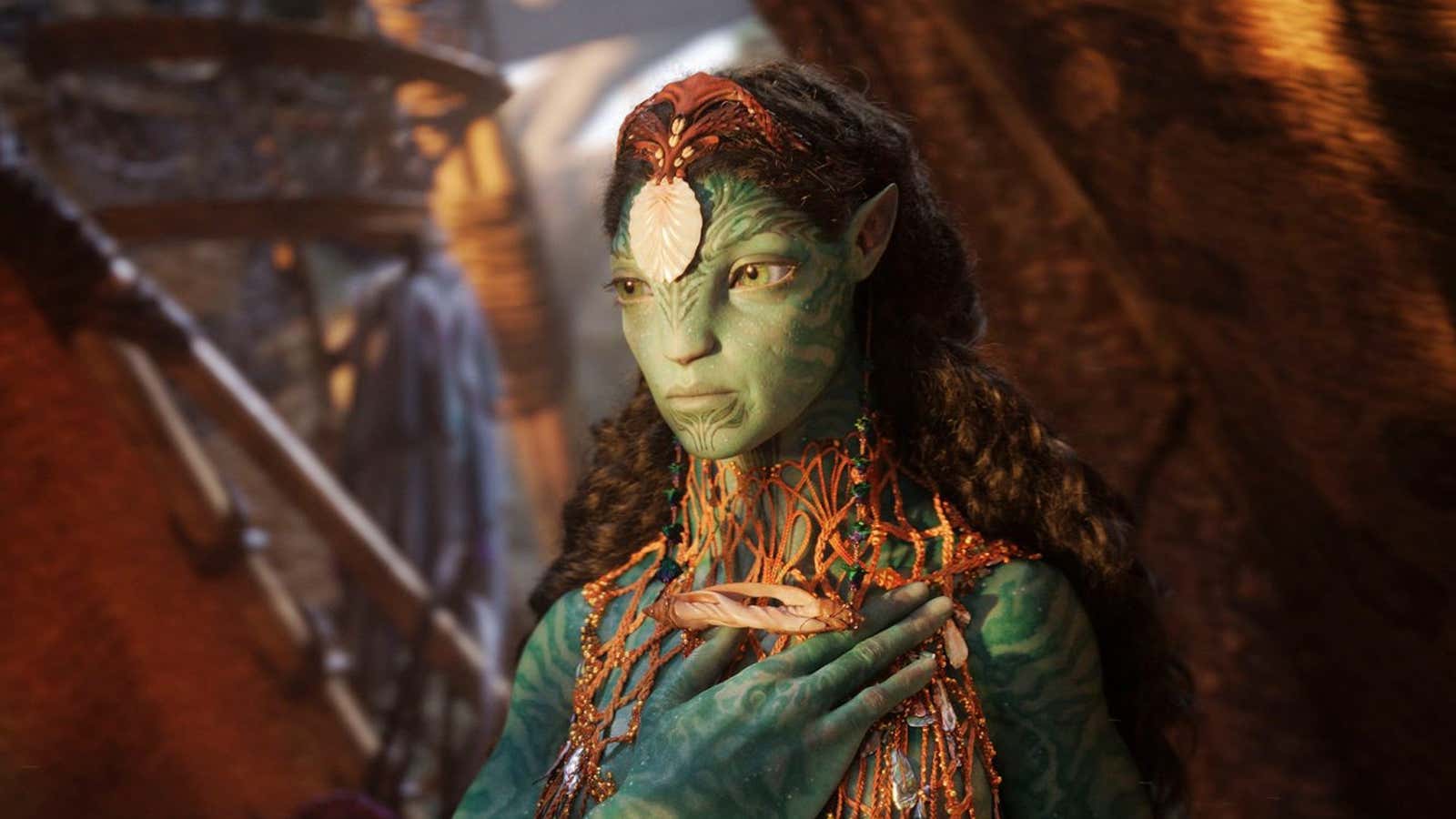 A Na’vi character in a scene from “Avatar: The Way of Water”