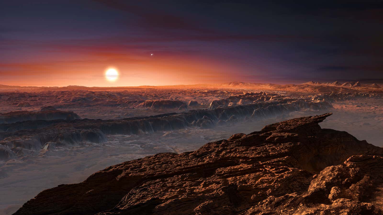 Imagine a permanet sunset on planet Proxima b.