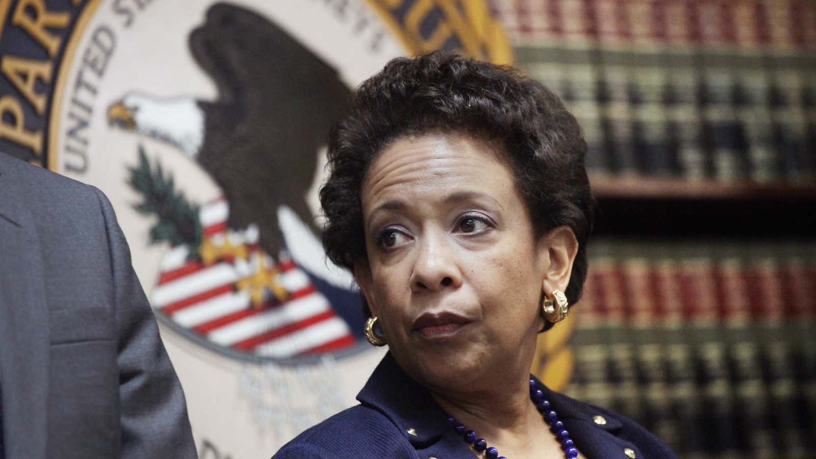 The most important player in world football: US attorney general Loretta Lynch.