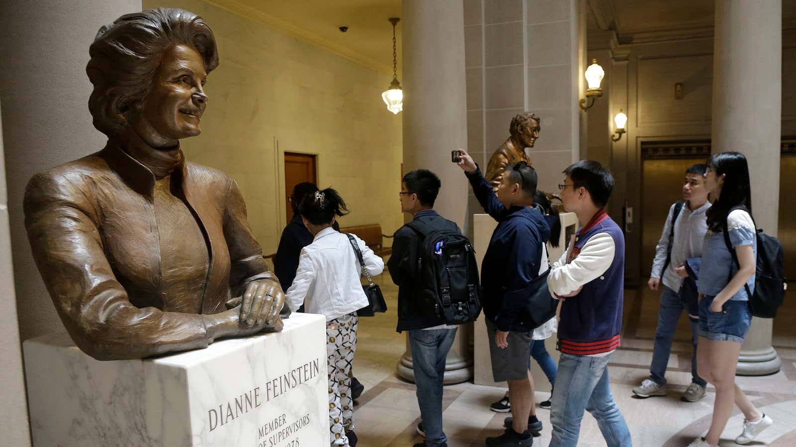 The bust of Dianne Feinstein at City Hall in San Francisco