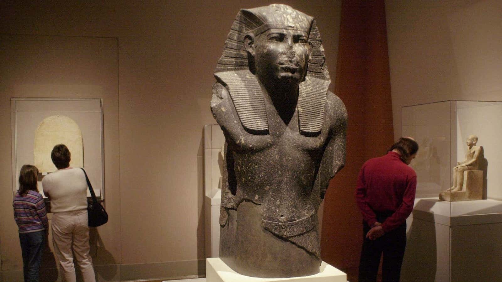 A statue of King Sesostris I from the British Museum”