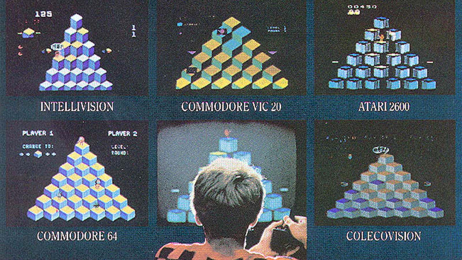 A vintage 1983 video-game ad for Q*Bert
