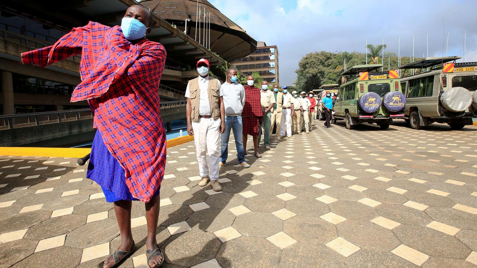 People queue to receive a Covid-19 vaccine in Nairobi, Kenya.