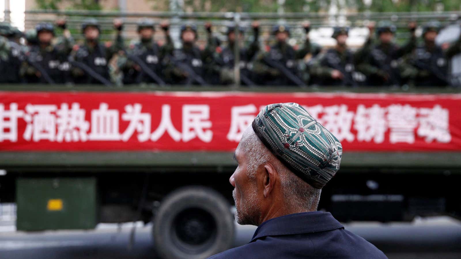 Paramilitary police in Urumqi, Xinjiang, in 2014.