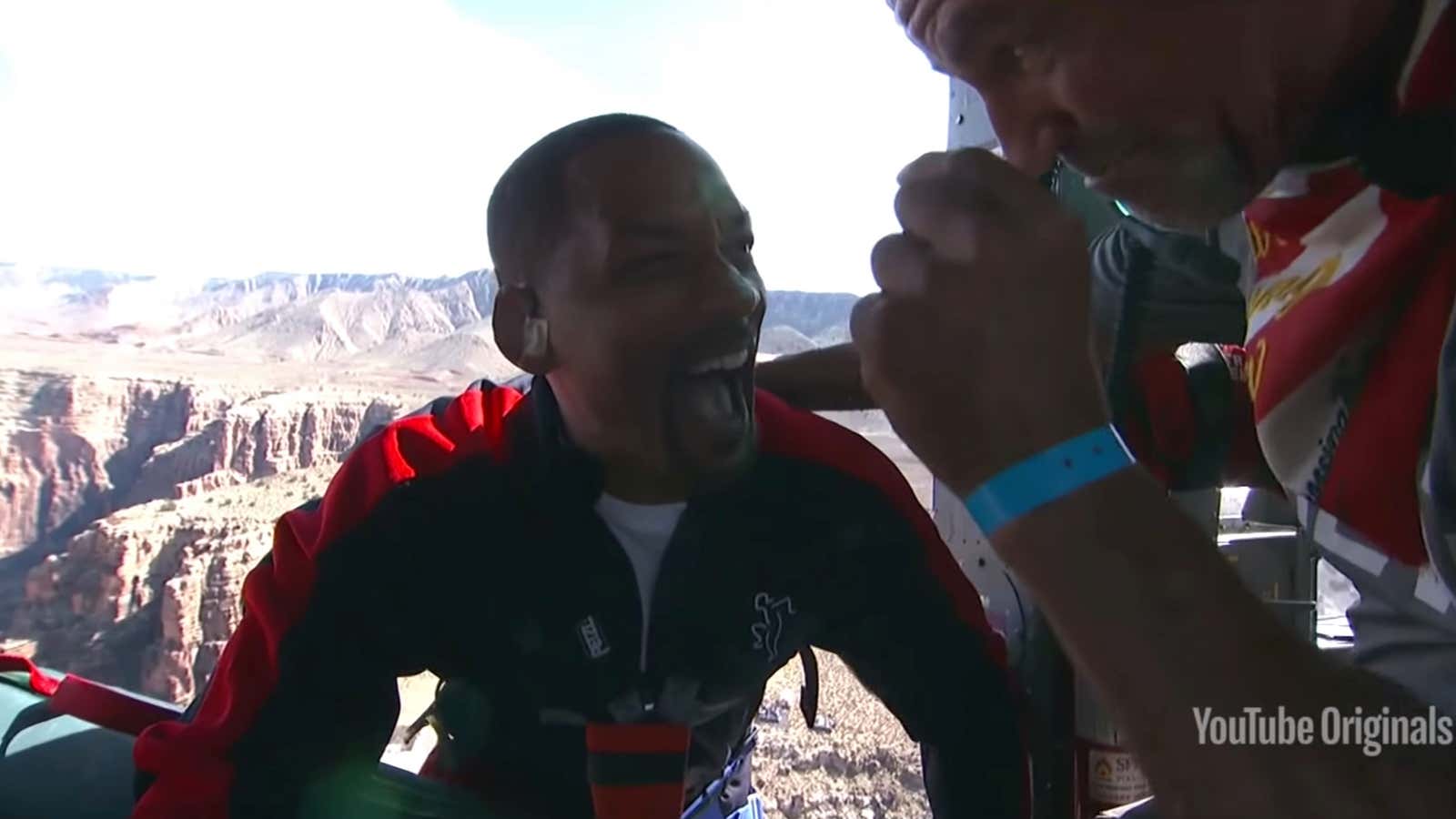 Will Smith spent his 50th birthday jumping out of an airplane on YouTube.